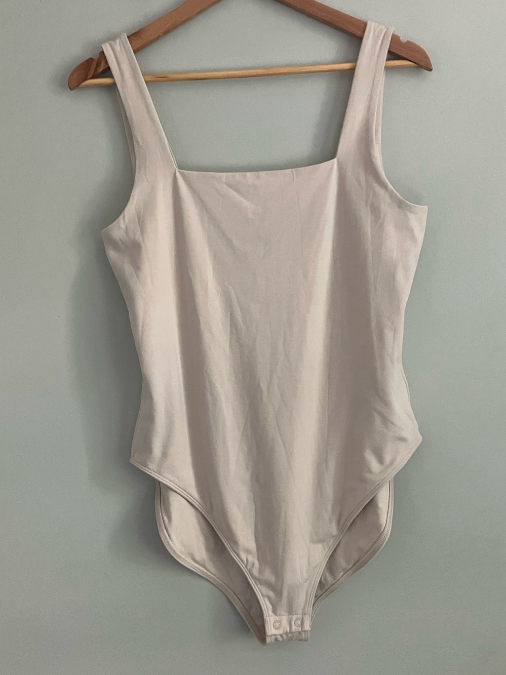 OLD NAVY Cream Square Neckline Tank Bodysuit Size L NWT